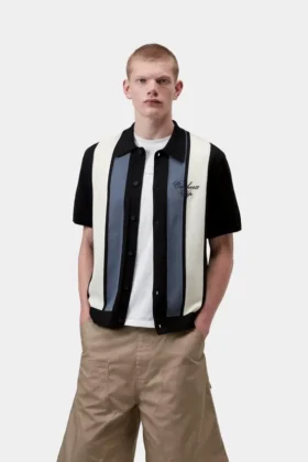 Chemise à manches courtes en maille rayée Mello
